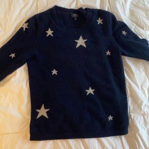 Jcrew navy and grey star cashmere sweater